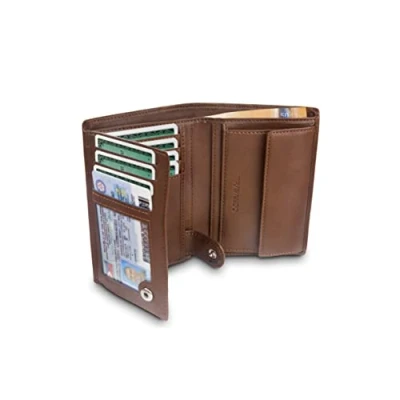 Abbildung von TRAVANDO Geldbörse Herren Dublin TÜV geprüft 13 Kartenfächer Hochformat RFID Schutz Geschenk für Männer inklusive Box Designed in Germany (Braun)
