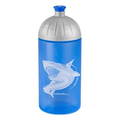Abbildung von Step by Trinkflasche „Angry Shark“, blau, auslaufsicher, spülmaschinenfest, BPA frei, für Schule, Kindergarten, heiße und kohlensäurehaltigen Getränke, Jungen Mädchen, 0,5 Liter