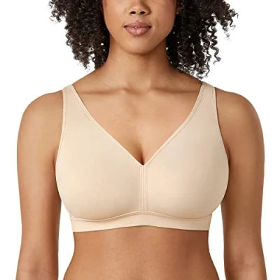 Abbildung von AISILIN Damen BH ohne Bügel Große Größen Comfy Schlaf BHS Vollschalen Soft Bequemer Beige 100C