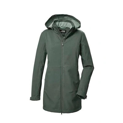 Abbildung von killtec Damen Kow 95 Wmn Sftshll Prk Softshell Parka/Softshelljacke Mit Abzippbarer Kapuze, Grün/grau, 44 EU