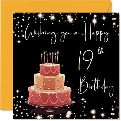 Abbildung von Geburtstagskarte zum 19. Geburtstag Frauen und Männer stilvoll elegant alles Gute 19 Jahre alte Frau Sohn Tochter Bruder Schwester Enkel 145 mm Grußkarten Geschenk