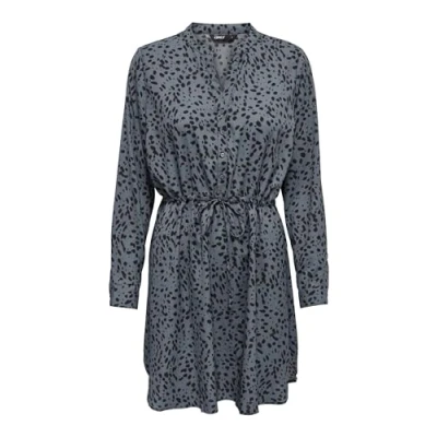 Abbildung von ONLY Damen Onlcory L/S V Neck Tunic WVN Noos, Blau (Blue Indigo/Aop:black Leo), M