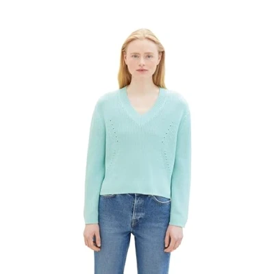 Abbildung von TOM Tailor Denim MIT Strukturmix Strickpullover, Damen, Größe: Medium, Pastel turquoise