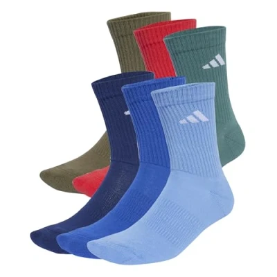 Abbildung von adidas Unisex CUSHIONED CREW SOCKS 6 PAIR PACK, Dark Blue/Royal Blue/Olive Strata/Pure Ruby, 4.5