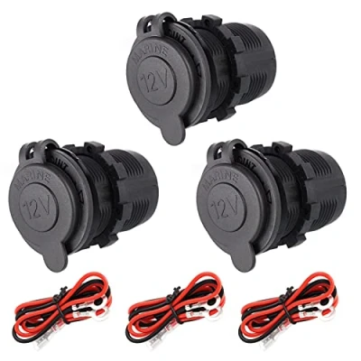 Abbildung von SUSSURRO 3 Stück Auto Zigarettenanzünder Steckdose Wasserdicht Marine Grade Adapter für 12V/24V DC Boot Motorrad mit 0,6m Anschlusskabel