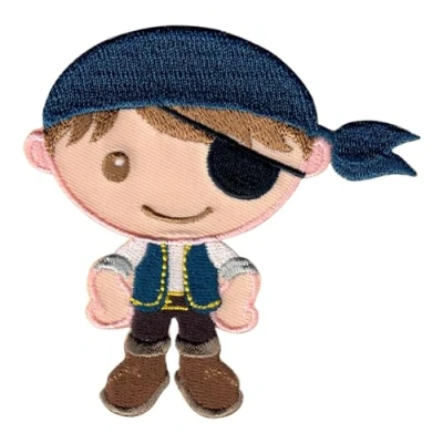 Abbildung von PatchMommy Pirat Patch Aufnäher Applikation zum Aufbügeln Bügelbild für Kleidung Jeans Jacken Kinder Baby