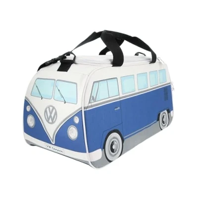Abbildung von BRISA VW Collection Volkswagen Retro Sport Umhänge Schulter Fitness Tasche im T1 Bulli Bus Form (Klein/Classic Bus/Blau &amp; Beige)