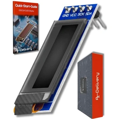 Abbildung von AZDelivery 0,91 Zoll OLED Display I2C SSD1306 Chip 128 x 32 Pixel Bildschirm Anzeigemodul mit weißen Zeichen kompatibel Arduino und Raspberry Pi inklusive E Book!