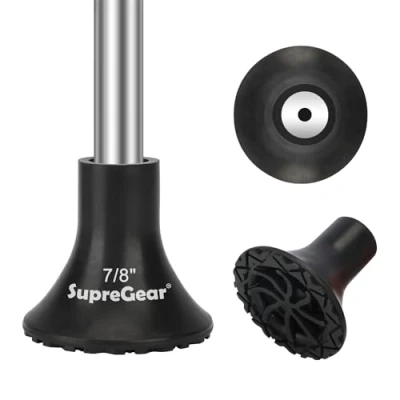 Abbildung von supregear Gehstockspitzen Ersatz, 22 mm Extreme Haftung Rutschfeste Schwere Gummispitzen Geländegehstock Fußpolster für Gehstock Klappgehstock Offset Quad Pod/Tripod Zubehör, Schwarz
