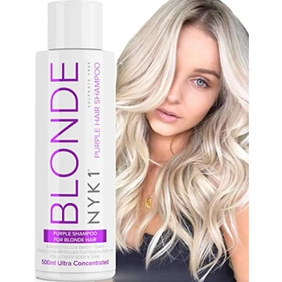 Abbildung von Blond Shampoo (500ml) Sulfatfreies Silbershampoo für Blondes Haar Graues Gebleichtes Blauer Damen Toner Anti Gelbstich Purple