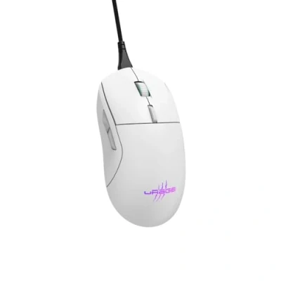 Abbildung von uRage Gaming Maus mit Kabel „Reaper 250“ (Rainbow LED, ultra leicht, Rechtshänder, 6 programmierbare Tasten, 6.200 dpi, optischer Sensor, Software, abnehmbares Kabel) weiß