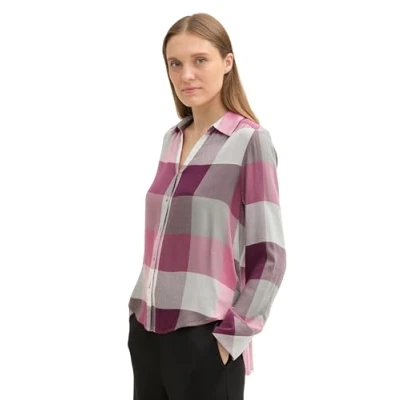 Abbildung von TOM Tailor Karierte Hemdbluse, Damen, Größe: 44, Berry check design
