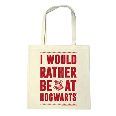Abbildung von Logoshirt® Harry Potter I Would Rather Be At Hogwarts wiederverwendbare Tasche Stofftasche Baumwolltasche bedruckt 100% Baumwolle mit langen Tragegriffen lizenziertes Originaldesign