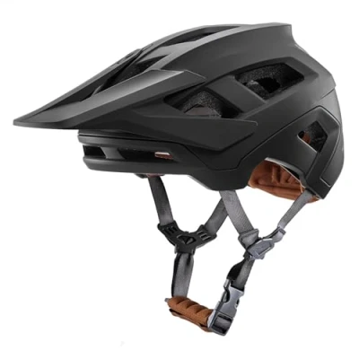 Abbildung von Fahrradhelm Mountainbike Helm MTB Helme Visier Verstellbar für Herren Damen Erwachsene Jugend (Mattschwarz, L(58 61cm))