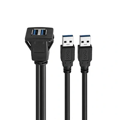 Abbildung von Baolongking USB Armaturenbrett Kabel für bündige Montage, 3.0, Verlängerungskabel Armaturenbrett, Auto, Boot, Motorrad (Square Dual 3.0 2M)