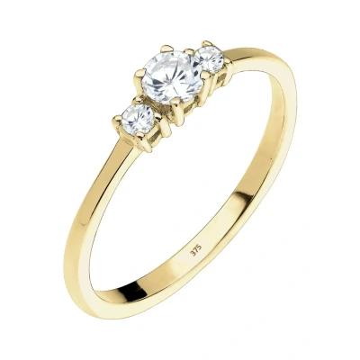 Abbildung von Elli PREMIUM Ring Damen Trio mit Zirkonia Steinen in 375 Gelbgold