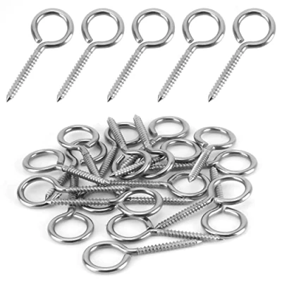 Abbildung von BELLE VOUS 20 Stk Ösen Schraubhaken Edelstahl Hochwertiges M4 Klein Set 5,3 cm Selbstschneidende Haken mit Öse für Hängematten, Aerial Yoga, Schaukelstühle Innen /Außenbereich