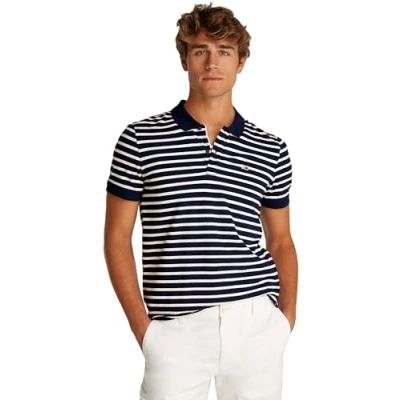 Abbildung von Tommy Jeans SLIM Placket Poloshirt, Herren, Größe: 60, Dark night navy/ecru