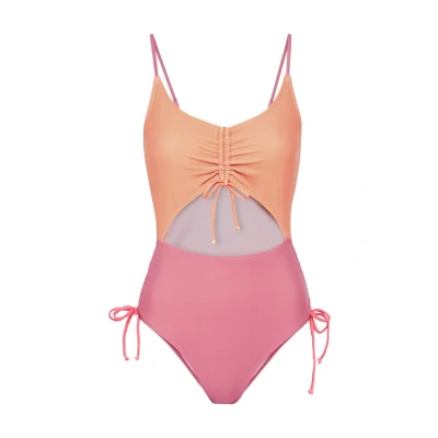 Abbildung von Lascana LSCN BY Swimsuit Adjust CUT OUT Badeanzug, Damen, Größe: 40xC/D, Coral/pink