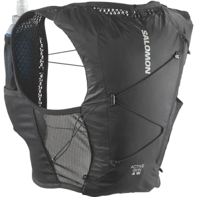 Abbildung von Salomon Active Skin 4 Hydrationsweste Trail running Wandern MTB mit Hydrationsflaschen, Frauenspezifisches Design, Einfache Flüssigkeitszufuhr, Optimierte Verstaumöglichkeiten, Schwarz, XS