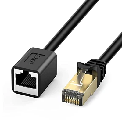 Abbildung von J&amp;D Ethernet Verlängerungskabel, Cat6 Verlängerungskabeladapter Untersützt Cat6/ Cat5e/ Cat5 Standards, geschirmte RJ45 Stecker, Stecker auf Buchse 2.7 Meter