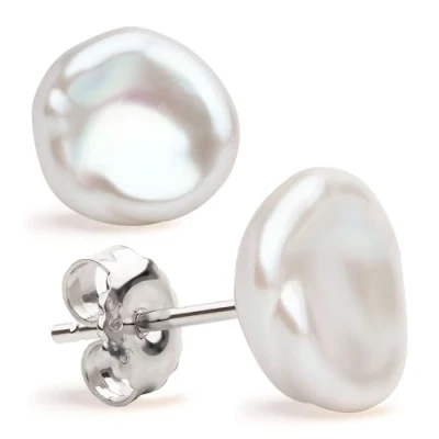 Abbildung von Damen Perlenohrringe Barocke Keshi Süßwasser Zuchtperlen in Weiß und Grau von SECRET &amp; YOU Perlen Ohrstecker Sterling Silber 925 Erhältlich 10 Größen 7 mm bis 16