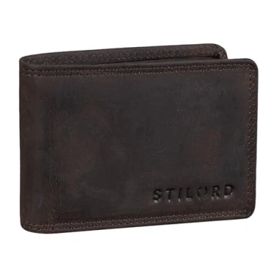 Abbildung von STILORD &#039;Jay&#039; Mini Geldbörse Herren RFID Leder Brieftasche Vintage für Männer Kleiner Geldbeutel mit vielen Kartenfächern und NFC Schutz in Geschenkbox, Farbe:dunkel braun
