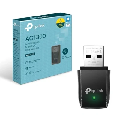 Abbildung von TP Link Archer T3U AC1300 USB WLAN Stick Adapter (bis zu 867 Mbit/s auf 5GHz und 400 2,4GHz, 3.0, MU MIMO, Kompatibel mit Windows 11/10/8.1/8/7/XP, Mac OS 10.15 früher