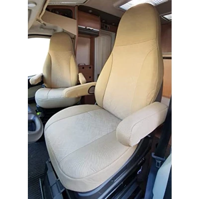 Abbildung von BREMER SITZBEZÜGE Maß Piloten Schonbezüge Sitzbezüge kompatibel mit Wohnmobil Camper Ducato Fahrer &amp; Beifahrer 827 Schonbezug Set in Beige