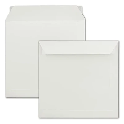 Abbildung von 25x große quadratische Briefumschläge 22 x cm Creme 120 g/m² Für ganz besondere Anlässe Haftklebung