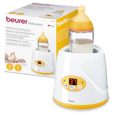 Abbildung von Beurer BY 52 Babykost und Fläschchenwärmer, Erwärmen Warmhalten von Babynahrung, 8 Minuten Aufwärmzeit, digitale Temperaturanzeige, passend für alle handelsüblichen Babyflaschen, 1 Stück