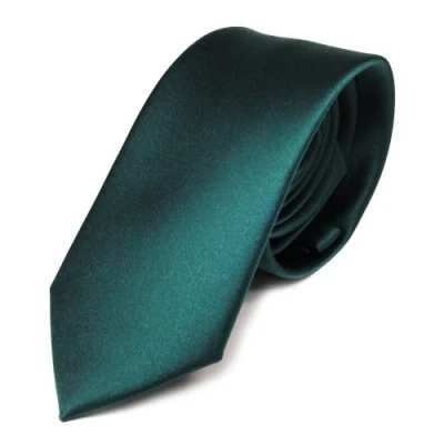 Abbildung von TigerTie Herren Krawatte 6 cm schmale Satin Tie in grün petrol dunkles türkis einfarbig uni Business, festliche Veranstaltungen und Freizeit