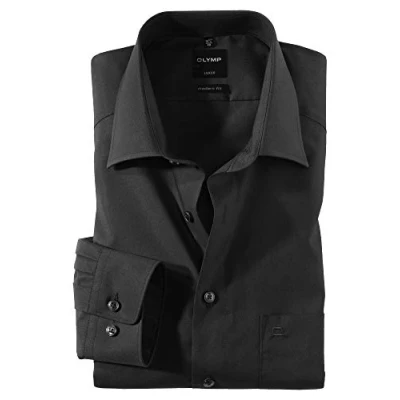 Abbildung von OLYMP Herren Oberhemd Langarm Luxor,Uni,modern fit,New Kent,Schwarz 68,43