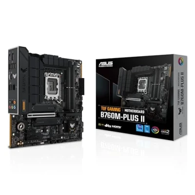 Abbildung von ASUS TUF Gaming B760M PLUS II Mainboard Intel B760 LGA 1700 mATX (PCIe 5.0, M.2 4.0, DDR5, 2,5 GB Ethernet, DP, HDMI, SATA 6 Gbit/s, USB Typ C, Thunderbolt (USB4), Aura Sync