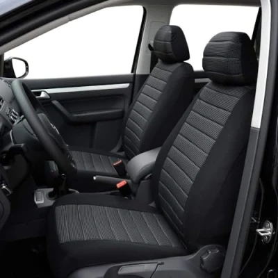 Abbildung von TOYOUN Universal Sitzbezüge Auto Vordersitze Autositzbezüge Schonbezüge Vorne Vordersitzbezüge Seitenairbag geeignet, 2er Jacquard Fabirk Autoschonbezüge, Grau