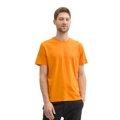 Abbildung von TOM TAILOR Herren 1043718 Basic T Shirt aus Baumwolle mit V Ausschnitt, 12392 Fresh Pepper Orange, 56