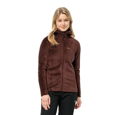 Abbildung von Jack Wolfskin Rotwand Hooded FZ W Fleecejacke, Damen, Größe: Medium, Dark maroon