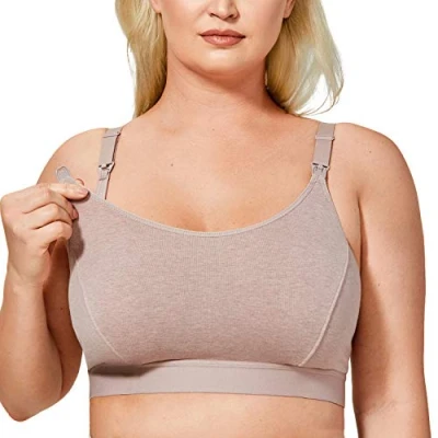 Abbildung von Gratlin Damen Stütz Sport Still BH Große Brüste Baumwolle Racerback Schwangerschafts BHS Cameo Grey XXL