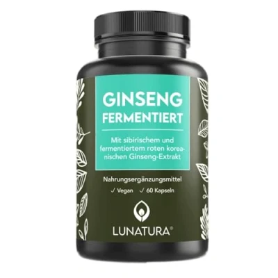 Abbildung von Lunatura Ginseng Kapseln Fermentierter sibirischer und koreanischer Mit rotem koreanischem Extrakt Vegan 60 2 Monats Vorrat