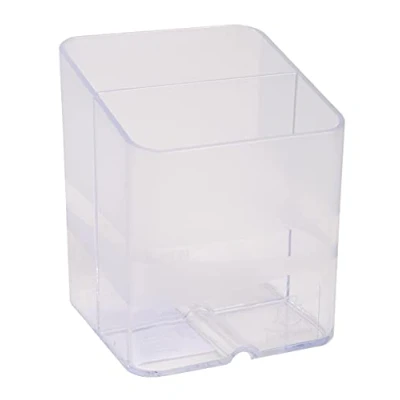 Abbildung von Exacompta 67723D Premium Stiftehalter Pen Cube mit 2 Fächern für mehr Ordnung auf dem Schreibtisch Stifteköcher Stiftebox Aufbewahrungsbox Organizer kristall