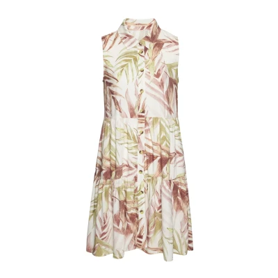 Abbildung von LASCANA Hemdblusenkleid, mit Alloverprint und Volants, ärmelloses Sommerkleid, Strandkleid