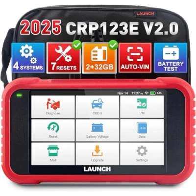 Abbildung von LAUNCH CRP123E V2.0 obd2 Diagnosegerät Auto Auslesegerät EOBD Tester,kfz Tester,4 Systemdiagnosen(Motor SRS at ABS) mit 7 Reset (Öl/SAS/EPB/DPF/BMS Reset/Abs Blutung/Drosselklappeneinstellung),FCA