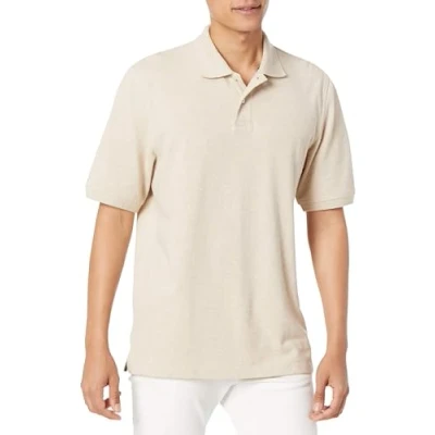 Abbildung von Amazon Essentials Herren Polohemd mit normaler Passform aus Baumwollpiqué (erhältlich in Big &amp; Tall), Haferbeige Meliert, XS