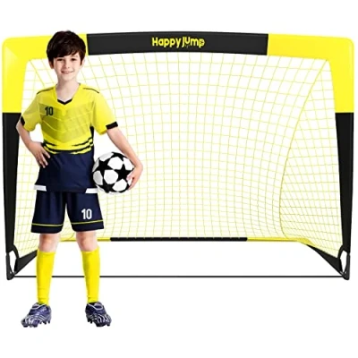 Abbildung von Happy Jump Fußballtor Pop Up Fußballnetz Fußballpfosten für Garten Fußballtrainingx1 (3&#039;x2,2&#039;, Schwarz+Gelb)