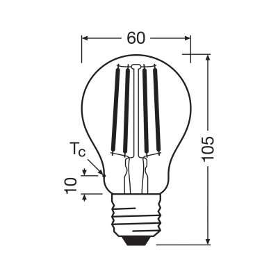 Abbildung von OSRAM Hocheffiziente LED Lampen mit Energieeffizienz Klasse A, Vorteilspack 3 Leuchtmittel, ersetzt herkömmliche 60W Glühbirnen, Birnenform, warmweiß(2700K), E27, Filament Glas