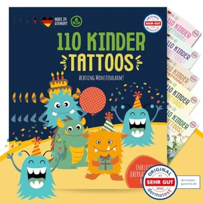 Abbildung von MeinBaby123 550 hautfreundliche Kinder Tattoos mit MOnstern, Monster Tattoo Kinder, Kindertattoos zum Aufkleben, vegan &amp; made in Germany (5x Monster)