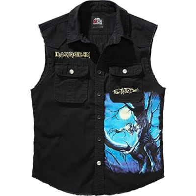 Abbildung von Brandit Herren Iron Maiden Vintage Shirt Sleeveless FOTD Hemd, Black, L