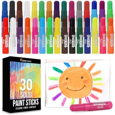 Abbildung von Zenacolor 30 Malfarben Set in Gouache Farben Stiftform Sticks Bastelfarben für Kinder Mal &amp; Farbset ungiftig Paint Schulmalfarben Deckfarben
