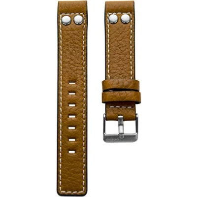 Abbildung von Oozoo Armband Uhrenband Uhrenarmband Leder Lederband mit Dornschließe Cognac/Niete 18 mm
