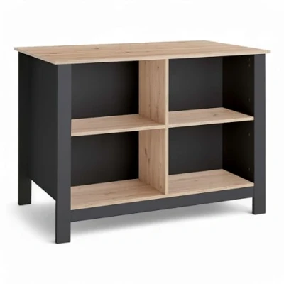 Abbildung von BASIC by Balculina Kücheninsel »Sugar Kücheninsel, BxHxT 124x90x75«, Breite 124 cm, Melaminbeschichtung, 4 offene Fächer